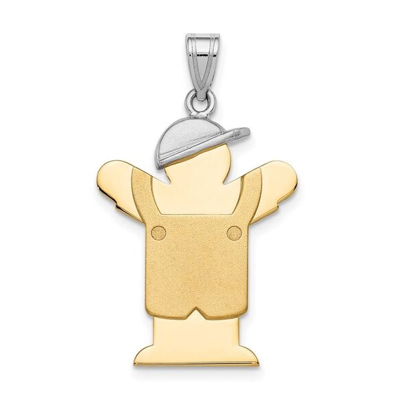 Kazi Luxury 14k Two-Tone Large Boy with Hat on Left Engravable Charm